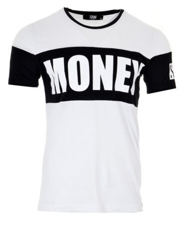 Бяла тениска с напис "Money"