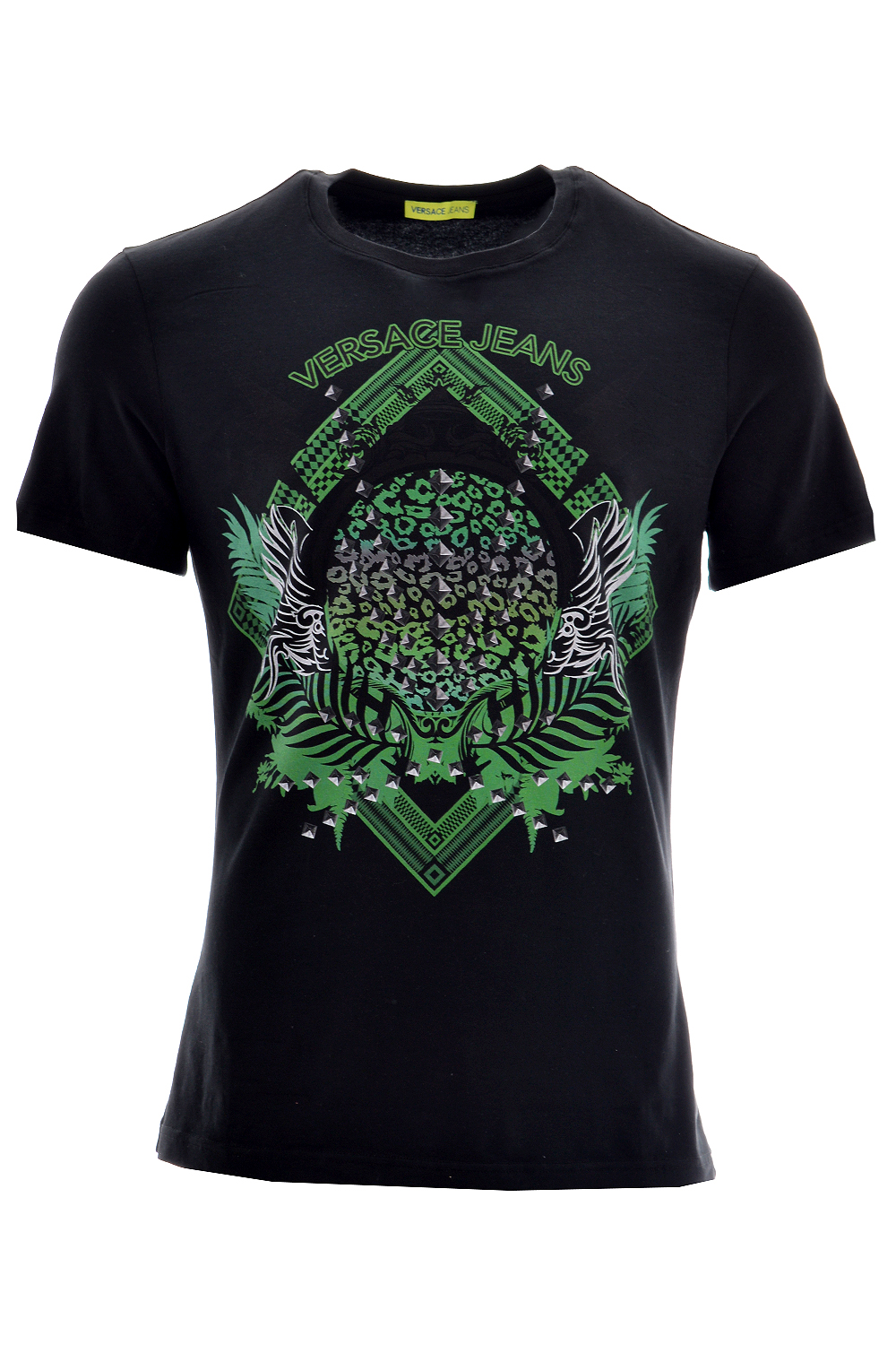 Тениска в черно със зелено изображение